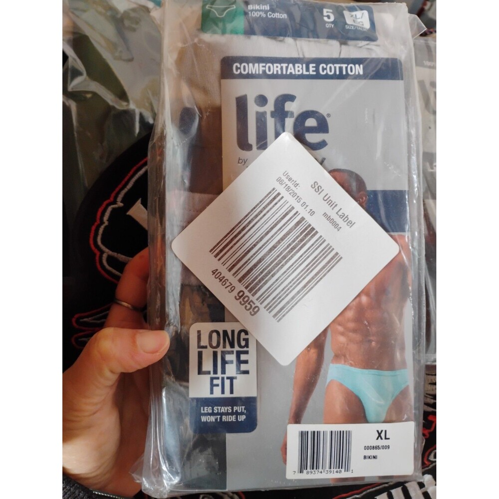 Vintage Life By Jockey Bikini Men's Briefs 5 Pack Size Xl Blue cotton